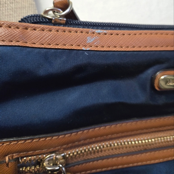 Michael Kors Navy Blue and Tan Crossbody Bag - Picture 4 of 8